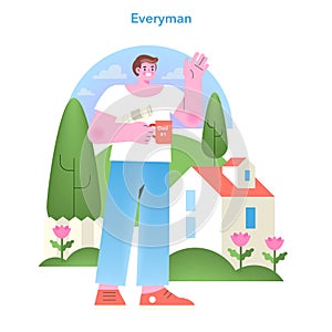 Everyman Archetype illustration. Friendly and