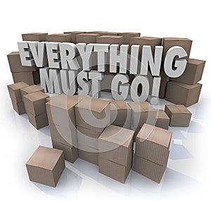 Everything Must Go Boxes Overstock Inventory Store Closing Sale photo