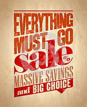 Everything must go sale retro poster. photo