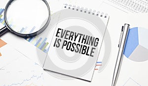Everything is Possible text on card, concept background