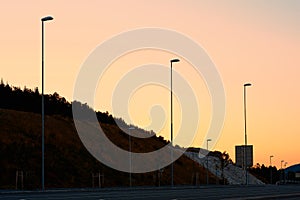 Evevning lampposts in Norway background photo