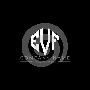 EVF letter logo design with polygon shape. EVF polygon and cube shape logo design. EVF hexagon vector logo template white and