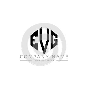 EVG letter logo design with polygon shape. EVG polygon and cube shape logo design. EVG hexagon vector logo template white and
