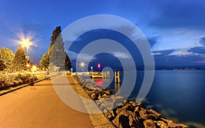 Evian-les-bains promenade near Geneva lake, France