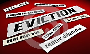 Eviction News Headlines Renter Crisis Tenants Removed from Homes 3d Illustration