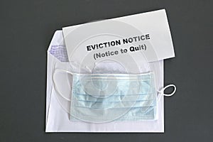 Eviction notice with face mask