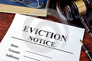 Eviction notice and gavel. photo