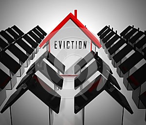 Eviction Notice Icon Illustrates Losing House Due To Bankruptcy - 3d Illustration