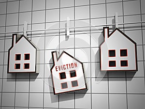 Eviction Notice Icon Illustrates Losing House Due To Bankruptcy - 3d Illustration