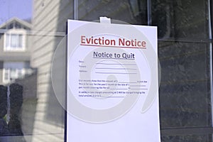 Eviction Notice served to tenant hanging on door