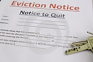 Eviction notice served to tenant with house keys