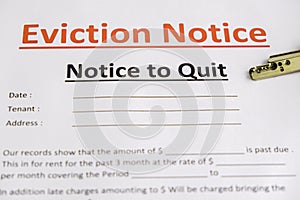 Eviction notice served to tenant with house keys