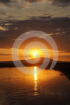 Rattlesnake Mountain Sunset during Spring Flooding, Richland, WA photo