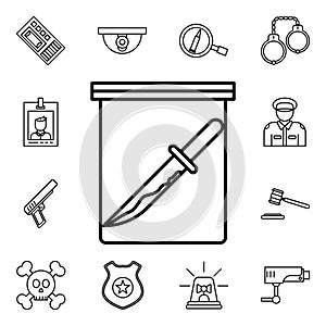 Evidence of knife icon. Detailed set of crime investigation icons. Premium quality graphic design. One of the collection icons for