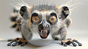 The evil cartoon character lemur. 3d illustration