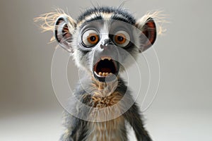 The evil cartoon character lemur. 3d illustration