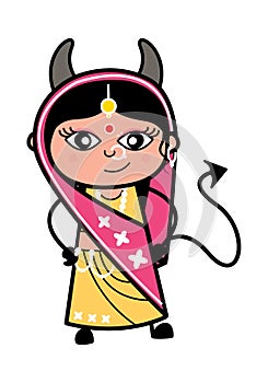 Evil Cartoon Indian Woman as Devil