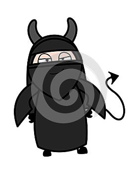 Evil Cartoon Muslim Woman as Devil