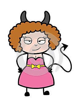 Evil Cartoon Young Lady as Devil