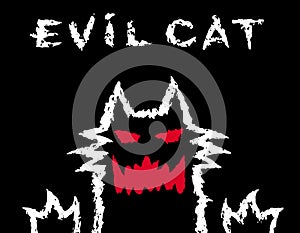 Evil cat dark silhouette. Vector illustration.