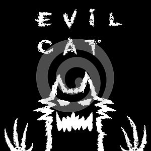 Evil cat dark silhouette. Vector illustration.