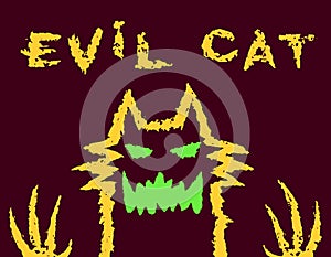 Evil cat silhouette. Vector illustration.