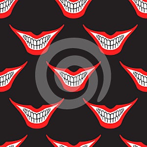 Evil clown or card joker smile seamless pattern