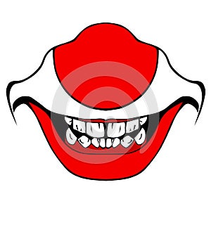 Evil clown / Creepy clown or horror clown, clown horror smiley face. Clown mouth, Joker Smile for hallowen. illustration