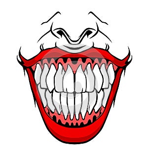 Evil clown / Creepy clown or horror clown, clown horror smiley face. Clown mouth, Joker Smile for hallowen. illustration photo