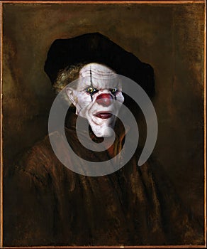 Evil Clown, Rembrandt Surreal Oil Painting