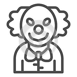 Evil clown line icon, halloween concept, smiling clown sign on white background, scary man on carnival icon in outline