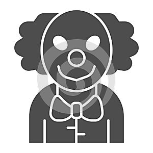 Evil clown solid icon, halloween concept, smiling clown sign on white background, scary man on carnival icon in glyph