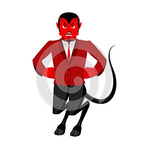 Evil Devil. Angered by Satan. Red Demon furious. Angry Lucifer.