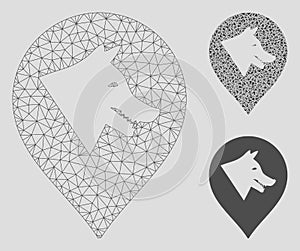 Evil Dog Marker Vector Mesh Network Model and Triangle Mosaic Icon