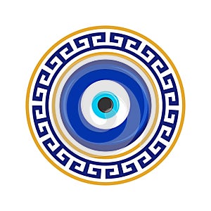 Evil eye amulet. Blue oriental talisman. Turkish and greek symbol of protection. Glass nazar vector illustration.