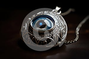 evil eye amulet, with its stylized eyeball and fearsome countenance, brings protection to its wearer