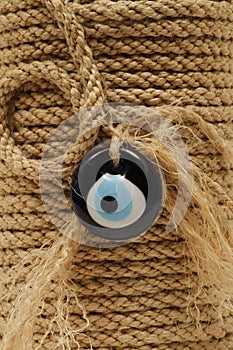 Evil eye bead. Decorative evil eye bead made with rope.