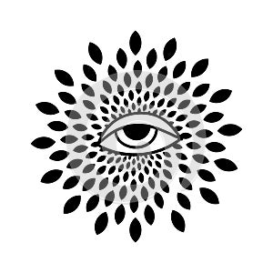 Evil eye. Eye of Providence. Boho Vector illustration. Magic celestial witchcraft symbol