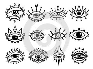 Evil eye. Eye of Providence. Boho Vector illustration. Magic celestial witchcraft symbol