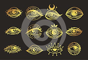Evil eye. Eye of Providence. Boho Vector illustration. Magic celestial witchcraft symbol