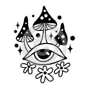 Evil eye. Eye of Providence. Boho Vector illustration. Magic celestial witchcraft symbol