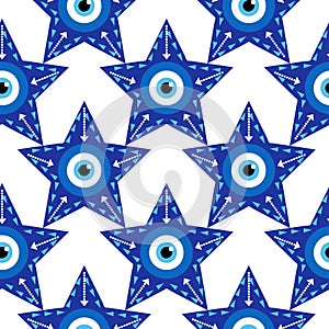 Evil eye magic seamless pattern. Symbol of protection, Turkish souvenir