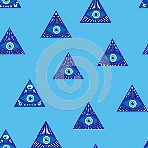 Evil eye magic seamless pattern. Symbol of protection, Turkish souvenir