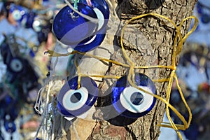 Evil Eye. Traditional glasswork, Turkish evil eye symbol. Bead. blue eye