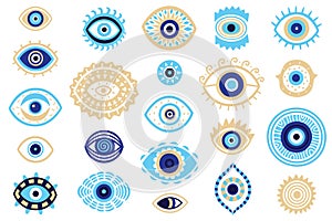 Evil eyes icon set in vector. Nazar talisman