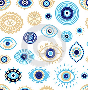 Evil eyes seamless pattern. Magic talisman background