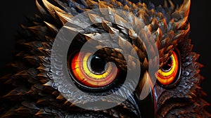 The evil eyes. ( Eagle Owl, Bubo bubo). Generative AI
