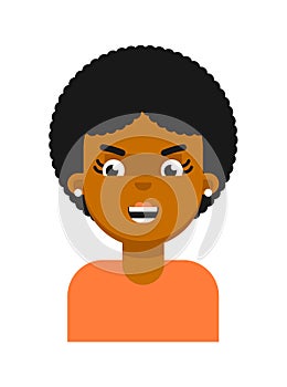 Evil facial expression of black girl avatar