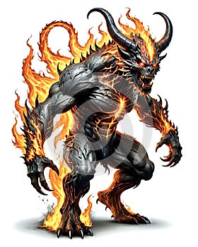 evil fire demon hell spawn horned Satan devil troll concept