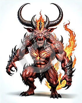 evil fire demon hell spawn horned Satan devil troll concept